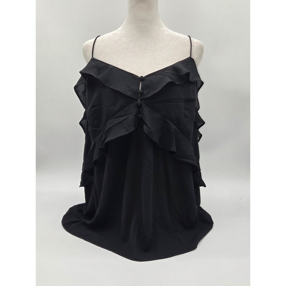 Express Women's L Black Ruffle Cold Shoulder Strappy Blouse NWT 101-436
